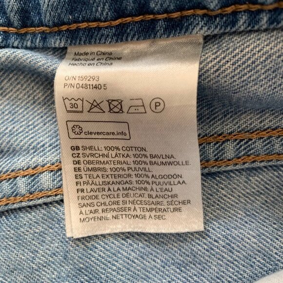 H&M Color Block Blue Denim Straight Leg 10” Rise Button Up Jeans Women’s Size 4 - Picture 5 of 12